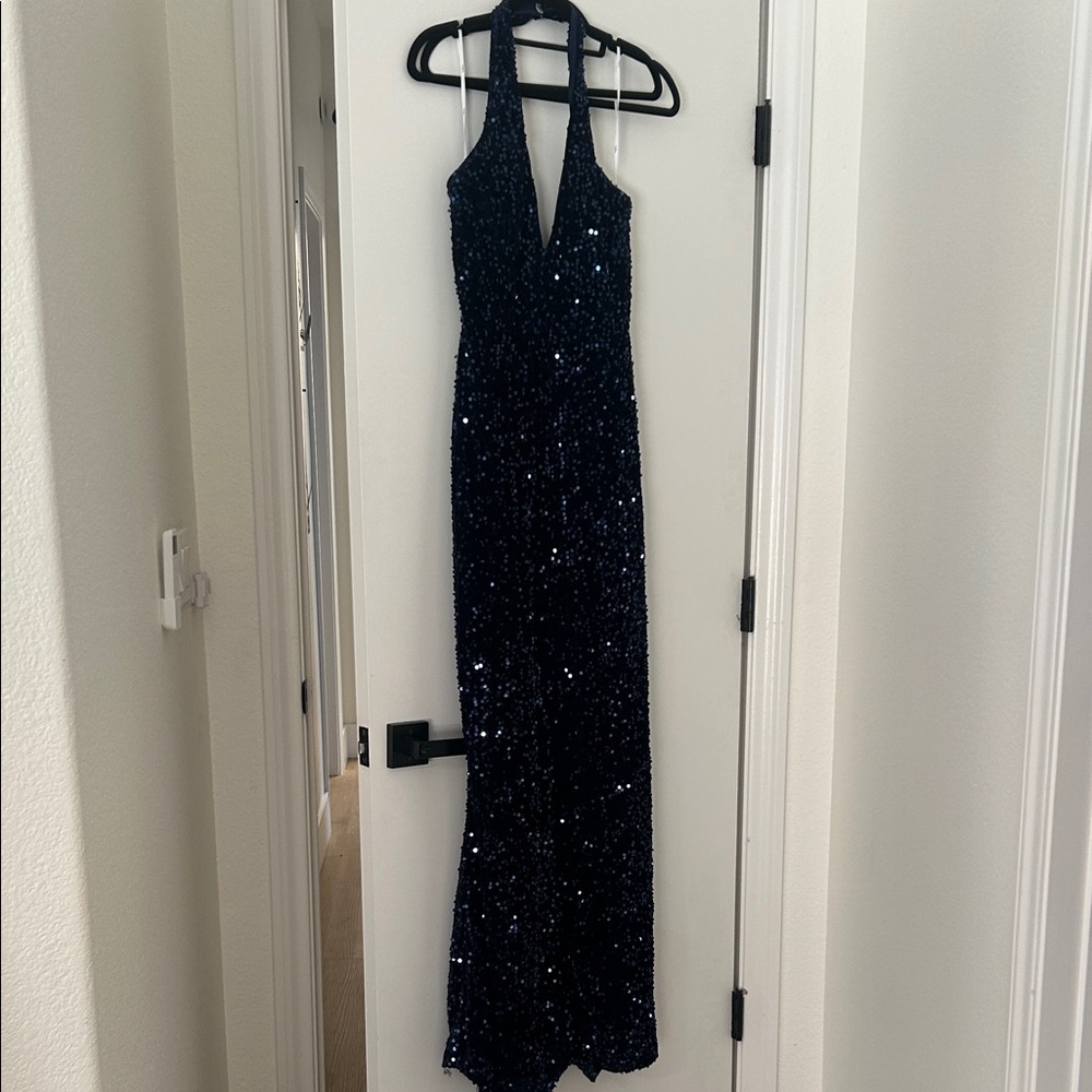 Lulu's Black Sequin Halter Jumpsuit